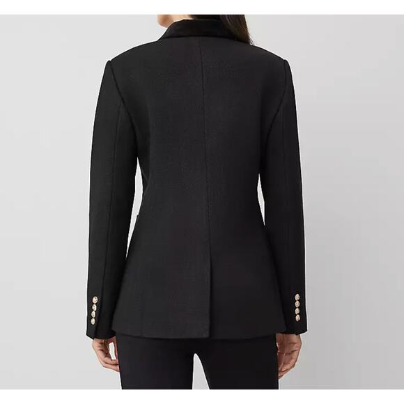 NWOT Ann Taylor The Greenwich Blazer in Basketweave & Velvet Black 10 - Picture 7 of 7